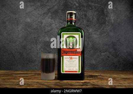 Bottle Of Jagermeister Alcohol Drink German Digestif Made With 56