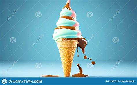 Melting Ice Cream Cone In A Variety Of Vibrant Colors Illustration