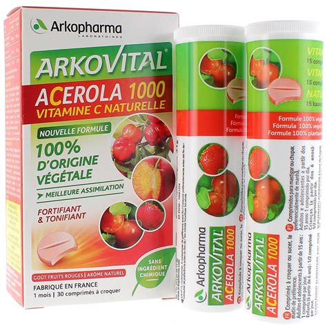 Acerola 1000 Vitamine C Arkopharma boîte de 30 comprimés