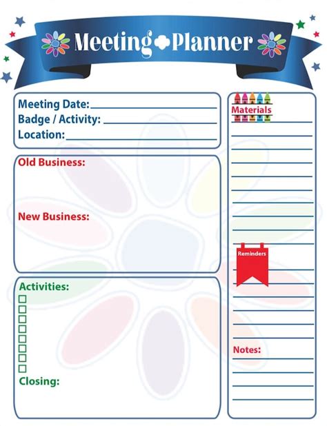 Editable Girl Scout Meeting Planner X Print From Home Etsy