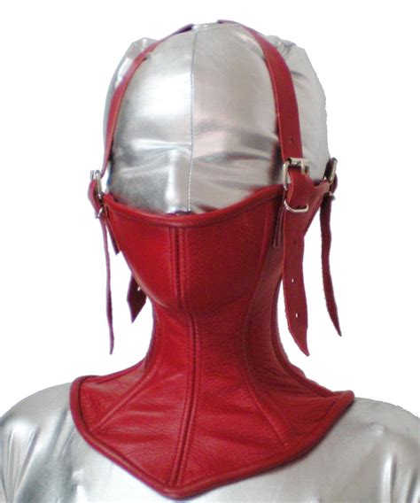 Real Genuine Leather Leather Mask With Neck Back Lace Closure Etsy