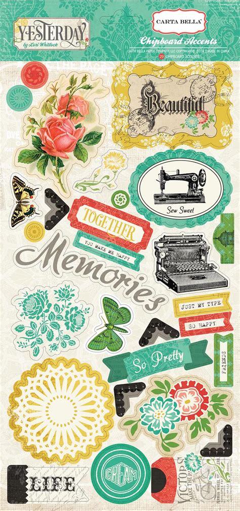 Carta Bella Paper Yesterday Collection Chipboard Stickers