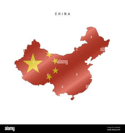 Detailed Waving Flag Map Of China Vector Map With Masked Flag Stock