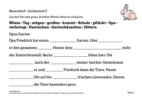 Bauernhof Kurze L Ckentexte Grundschule Und Basteln