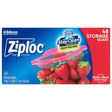 Ziploc Stay Open Quart Storage Bags With Grip N Seal Technology 48