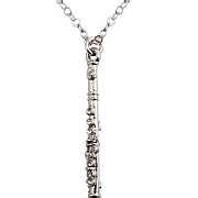 Gift Ideas Jewelry Charms Flute Silver Necklace With Crystal Keys