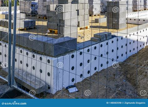 Fundaci N Concreta De Una Nueva Casa Vista Del Emplazamiento De La