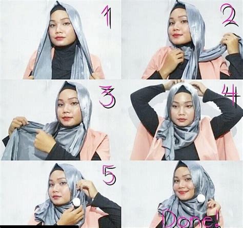 Tutorial Jilbab Pashmina Satin Satu Trik