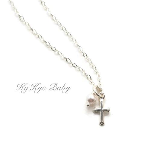 Baby Cross Necklace Baptism Ts Baptism Jewelry Baby Etsy