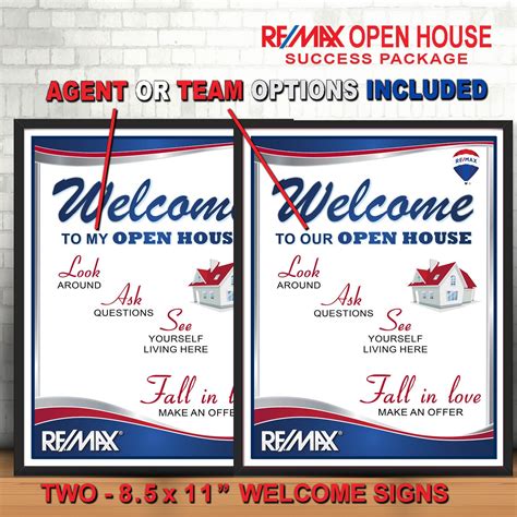 Remax Real Estate Printable 6 Open House Signs Real Estate Marketing Re