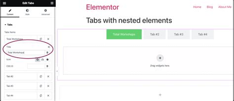 Tabs Widget With Nested Elements Elementor