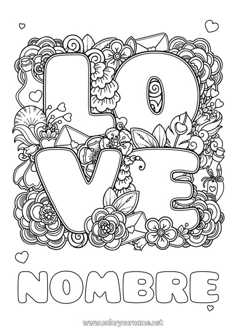 N De Colorear Flores Mandala Te Amo