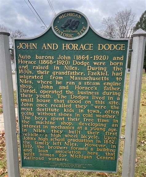 John And Horace Dodge Michigan Facts Historical Marker Historical Sites