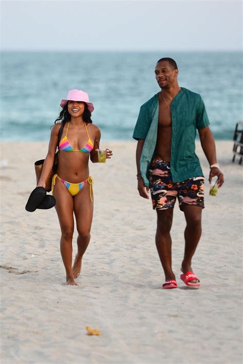 KARRUECHE TRAN In A Multi Colored Bikini On The Beach In Miami 01 04