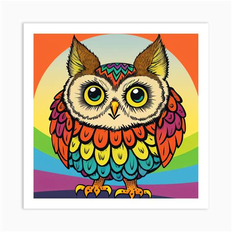 Rainbow Owl Art Print By Muddasir Fy