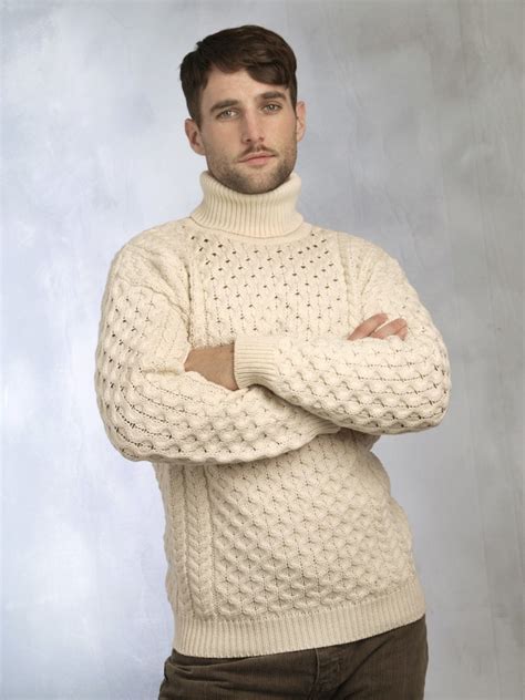 Pull Traditionnel Irlandais Chaud Col Roul Laine M Rinos Mixte Aran Crafts