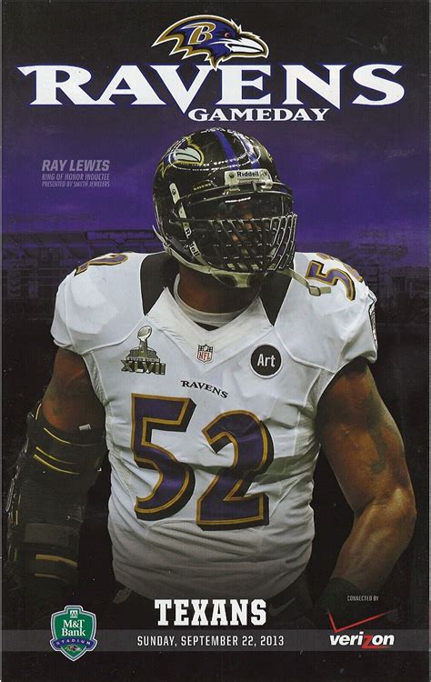 RAY LEWIS HALL OF FAME BALTIMORE RAVENS VS HOUSTON TEXANS 9 22 13