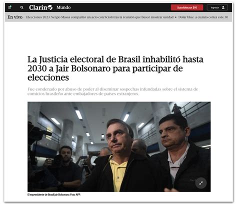 Mídia Internacional Noticia Inelegibilidade De Bolsonaro