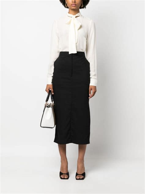 Michael Michael Kors Pussy Collar Long Sleeved Shirt Neutrals FARFETCH HK