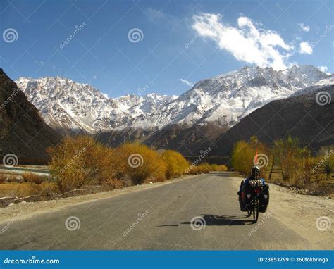 Cycling on the Pamir Highway in Tajikistan Editorial Stock Image ...