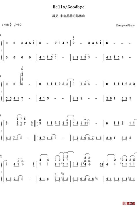 再见钢琴简谱 数字双手 孝琳Sistar 简谱网