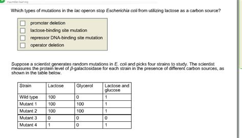 Solved Which types of mutations in the lac operon stop | Chegg.com