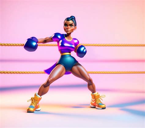 Premium AI Image | 3d character of a female boxer fighter illustration ...