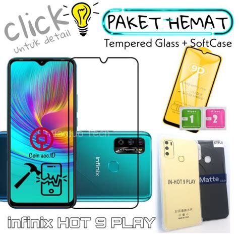 แพคเกจประหยด 2 in 1 INFINIX HOT 9 play TEMPERED GLASS full 9D