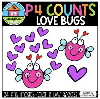 P4 COUNTS Love Bugs P4Clips Trioriginals VALENTINE CLIPART TPT