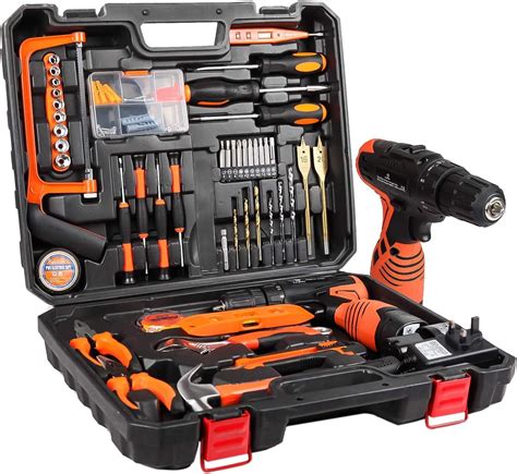 Cordless Hammer Drill Tool Kit SUPSOO 60Pcs Household Power Tools Drill