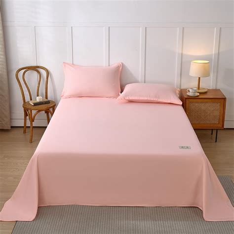 Skin Friendly Cotton Flat Bed Sheets Dust Protective Bedspread Solid