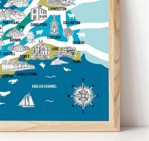 Cornwall Map Illustrated Map Cornwall Ts Map Of Etsy Uk