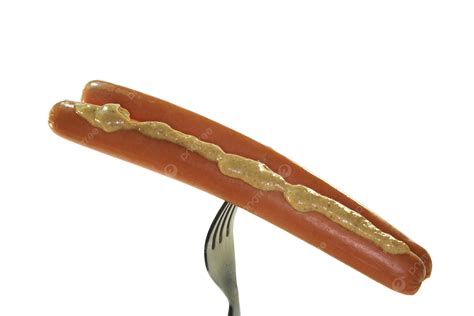 Wiener Wstchen With Mustard On A Fork Supper Cooked Sausage Sausage Clipping Paths Eating