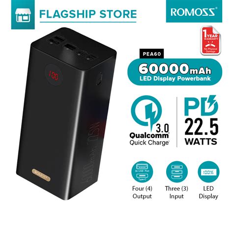 Romoss Pea60 60000mah Quick Charge Power Bank 225w Pd Qc 30 Two Way