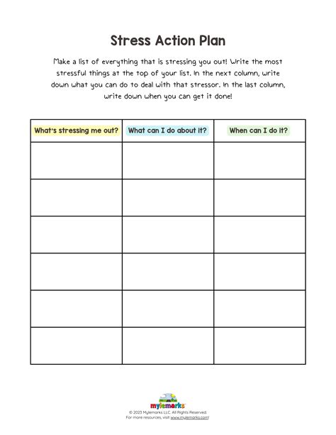 Solution Stress Management Reduction Plan Practice Worksheet