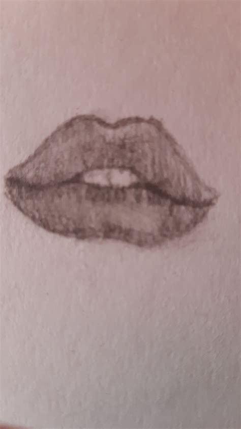 Lips art drawing creative realism artistic design pencil bite lip ...