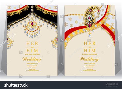 Indian Wedding Card Gold Crystals Color Stock Vector (Royalty Free ...