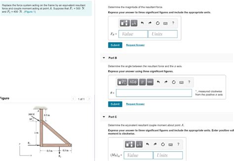 Solved Replace The Force System Acting On The Frame By An