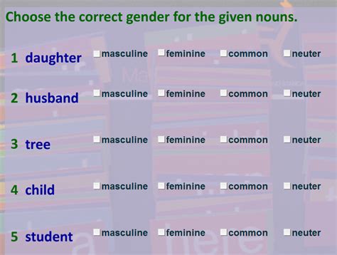 Nouns Gender Videos And Worksheets