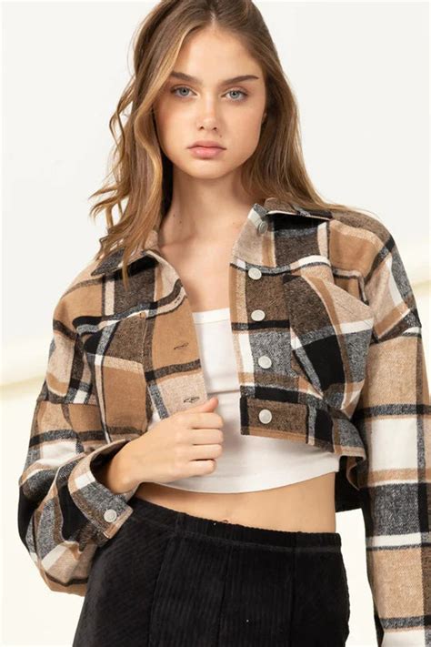 Plaid Oversized Cropped Jacket Shopperboard