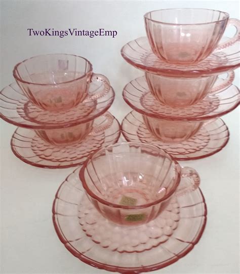 Pink Glass Tea Cup And Saucer Set By Toyo Nasic Tariq Glass Co