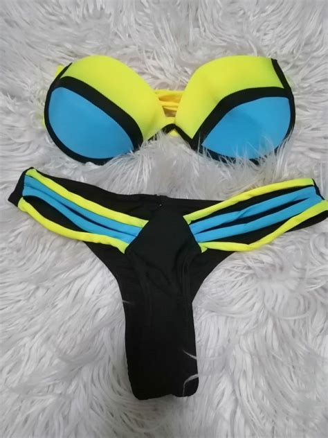 Cutie Neon Bikini Two Piece Women S Fashion Swimwear Bikinis Swimsuits On Carousell
