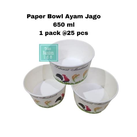 Jual Paper Bowl Ayam Jago 650ml Tutup Lid Mangkok Kertas Rice Bowl