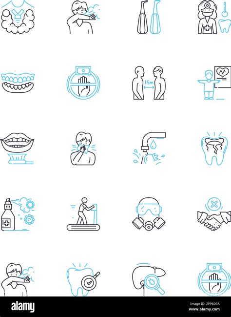 Oral health linear icons set. Dentistry, Flossing, Plaque, Cavity, Mouthwash, Halitosis, Teeth ...