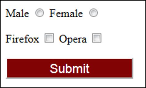 HTML Option Buttons Check Boxes List Boxes