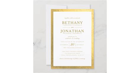 Gold Foil On Gold Wedding Invitation Zazzle