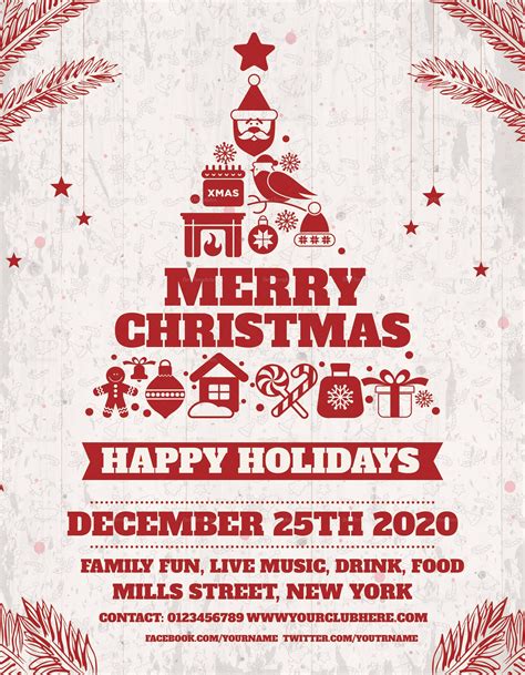 Happy Holidays Christmas Flyer Template in Adobe Photoshop