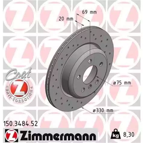 X Zimmermann Sport Disques De Frein Mm Perfor Arri Re Convient