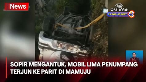 Diduga Sopir Mengantuk Mobil Berisi Lima Penumpang Terjun Ke Parit Di