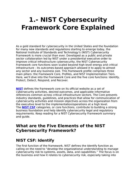 Nist Cybersecurity Framework Core Explained 1 Nist Cybersecurity